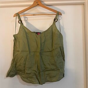 Vince Camuto Olive 100% Linen Camisole Top - Large - NWOT